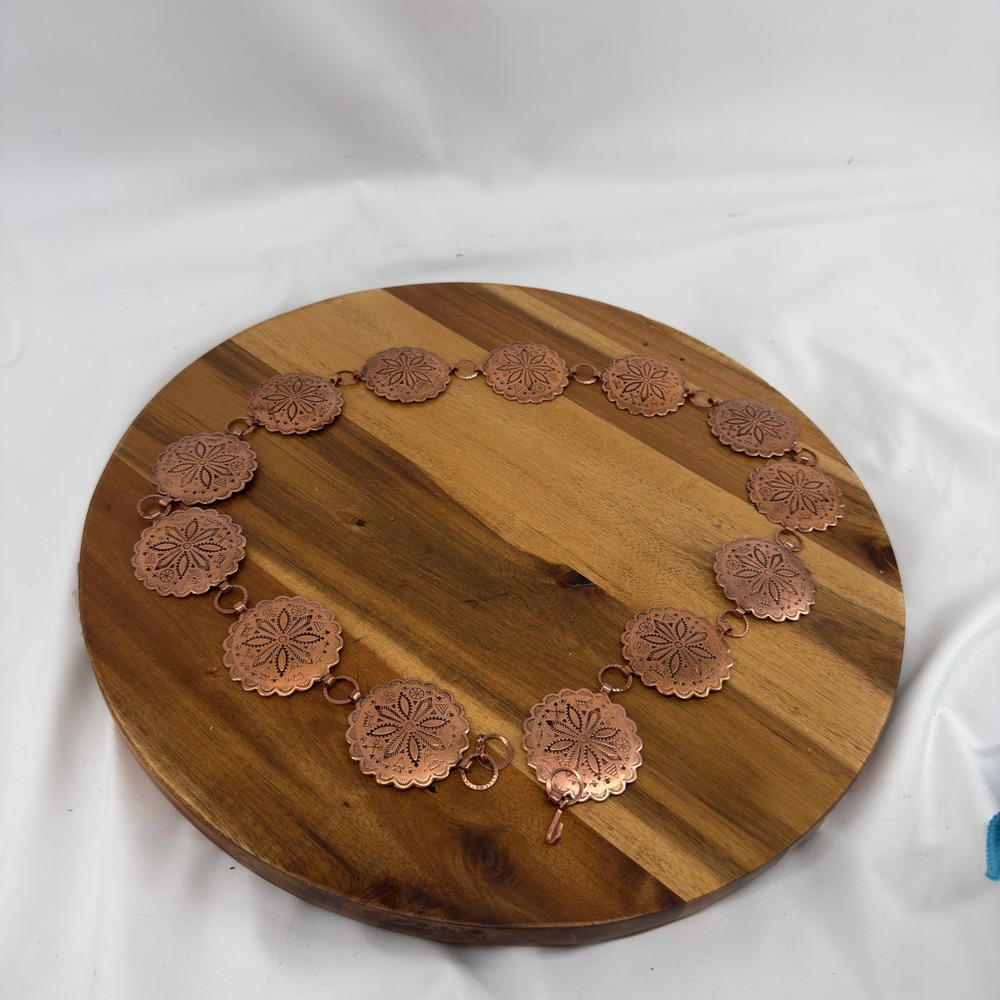 Vintage Copper Concho Belt Southwestern Western Stamped Medallion 32-34"